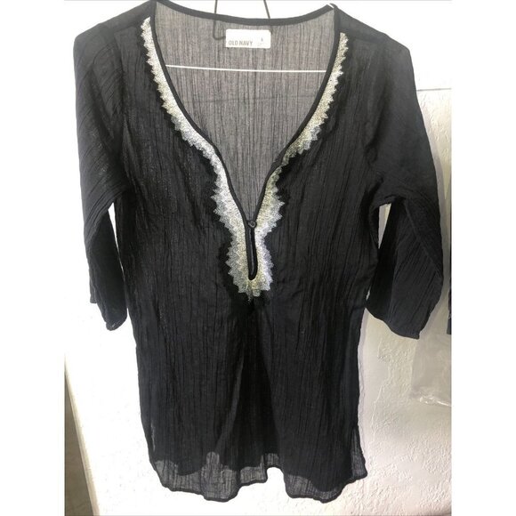 Old Navy Swim Cover-Up Black Lightweight V-Neck Women's Size Small - Picture 1 of 4